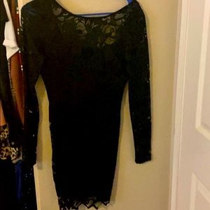 Black lace mini dress